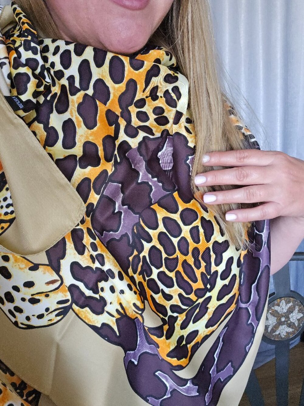 Leopard Animal Print Oversized Square Silk Scarf Size 51x51 inch